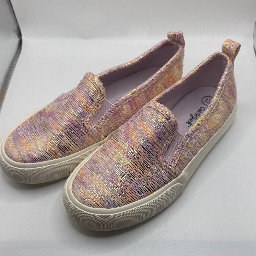 Cat & Jack Pink and Gold Kids Slip-On Sneakers Size 13 NWOT